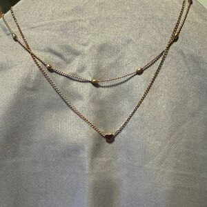 Elegant Gold Layered Necklace with Heart Charm